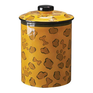 ceramic treat jar with an animal safari print