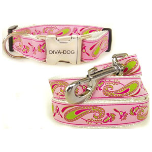 pink paisley big dog collar