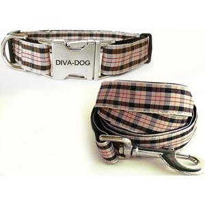 classic plaid dog collar & leash