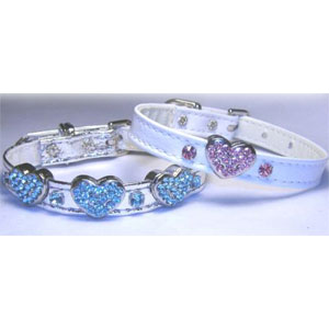 crystal heart dog collar