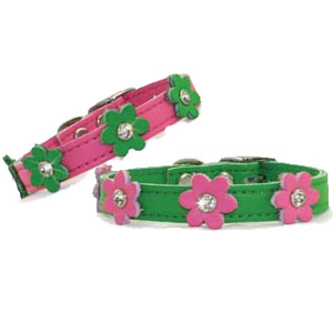 flower leather dog collar