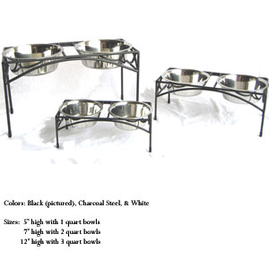 Regal dog diner: elevated iron dog feeder