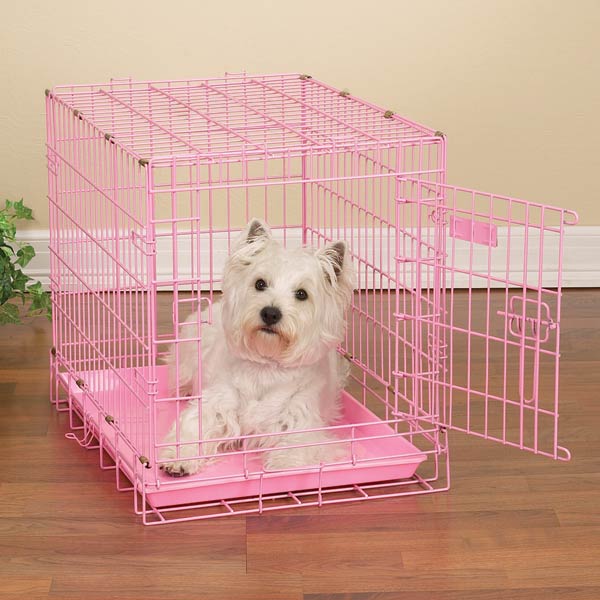 pink puppy crate