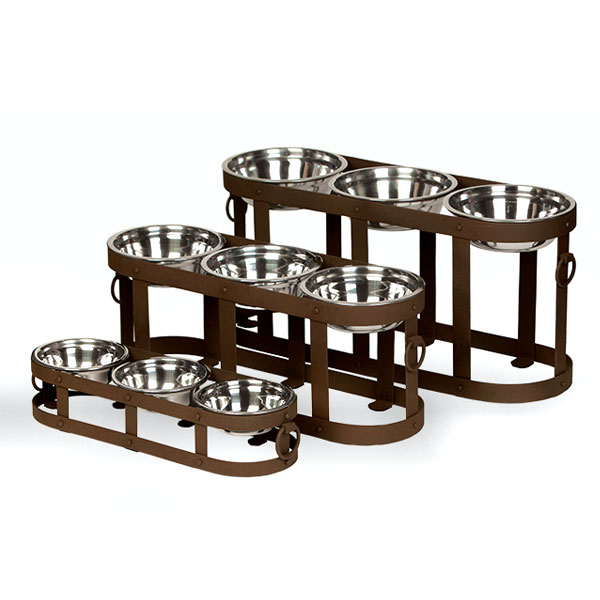 three bowl raised dog feeder