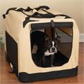 Collapsible Soft Dog Crate: Medium Khaki
